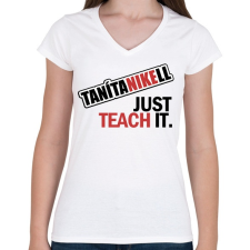 PRINTFASHION tanítanikell - Női V-nyakú póló - Fehér női póló