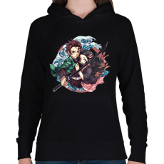 PRINTFASHION Tanjiro én Nezuko - Női kapucnis pulóver - Fekete