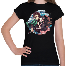 PRINTFASHION Tanjiro én Nezuko - Női póló - Fekete női póló