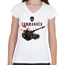 PRINTFASHION Tank Commander - Női V-nyakú póló - Fehér női póló