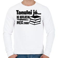 PRINTFASHION Tanulni jó, de befejezni még jobb! - Férfi pulóver - Fehér férfi pulóver, kardigán