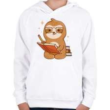 PRINTFASHION Tanuló lajhár - Gyerek kapucnis pulóver - Fehér gyerek pulóver, kardigán