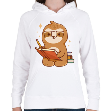 PRINTFASHION Tanuló lajhár - Női kapucnis pulóver - Fehér női pulóver, kardigán