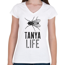 PRINTFASHION TANYA LIFE - Női V-nyakú póló - Fehér