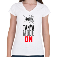 PRINTFASHION TANYA MODE ON - Női V-nyakú póló - Fehér női póló