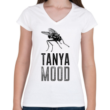 PRINTFASHION TANYA MOOD - Női V-nyakú póló - Fehér női póló