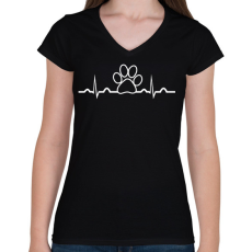 PRINTFASHION Tappancs ekg - Női V-nyakú póló - Fekete