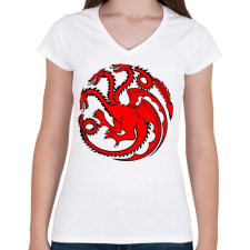 PRINTFASHION Targaryen címer - Női V-nyakú póló - Fehér női póló