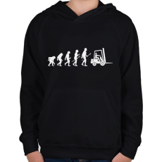PRINTFASHION Targoncás evolúció - Gyerek kapucnis pulóver - Fekete