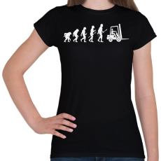 PRINTFASHION Targoncás evolúció - Női póló - Fekete