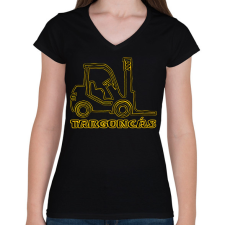 PRINTFASHION targoncás - Női V-nyakú póló - Fekete női póló