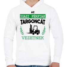 PRINTFASHION Targoncát vezetnek - Férfi kapucnis pulóver - Fehér férfi pulóver, kardigán