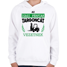 PRINTFASHION Targoncát vezetnek - Gyerek kapucnis pulóver - Fehér