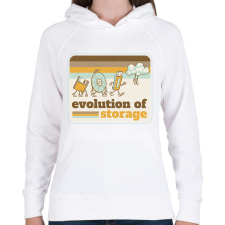 PRINTFASHION Tárhely evolució - Női kapucnis pulóver - Fehér női pulóver, kardigán