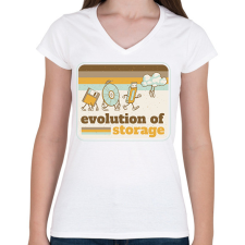 PRINTFASHION Tárhely evolució - Női V-nyakú póló - Fehér női póló