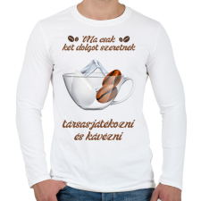 PRINTFASHION Társasjáték és kávé - Férfi hosszú ujjú póló - Fehér férfi póló