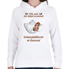 PRINTFASHION Társasjáték és kávé - Női kapucnis pulóver - Fehér