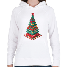 PRINTFASHION Társasjáték karácsonyfa - Női kapucnis pulóver - Fehér női pulóver, kardigán