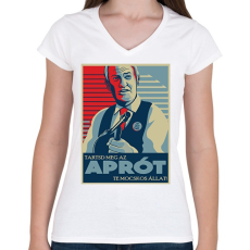 PRINTFASHION Tartsd meg az aprót! - Női V-nyakú póló - Fehér