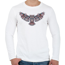 PRINTFASHION Tattoo style Owl - Férfi hosszú ujjú póló - Fehér férfi póló