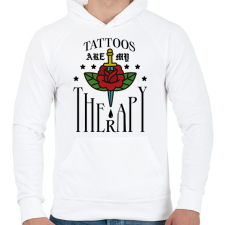 PRINTFASHION Tattoos are my therapy - Férfi kapucnis pulóver - Fehér férfi pulóver, kardigán