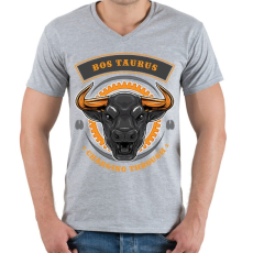 PRINTFASHION Taurus - Férfi V-nyakú póló - Sport szürke