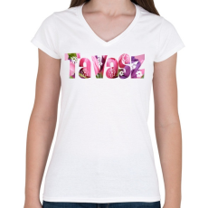 PRINTFASHION Tavasz - Női V-nyakú póló - Fehér