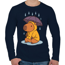 PRINTFASHION Tavaszi kapibara - Férfi hosszú ujjú póló - Sötétkék