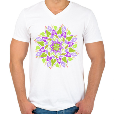 PRINTFASHION Tavaszi mandala  - Férfi V-nyakú póló - Fehér