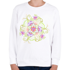 PRINTFASHION Tavaszi virágmandala - Gyerek pulóver - Fehér gyerek pulóver, kardigán