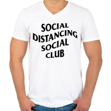 PRINTFASHION Távolságtartó klub... - Férfi V-nyakú póló - Fehér férfi póló