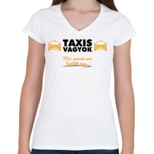 PRINTFASHION Taxis vagyok - Női V-nyakú póló - Fehér női póló