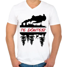 PRINTFASHION Te döntesz - Férfi V-nyakú póló - Fehér férfi póló