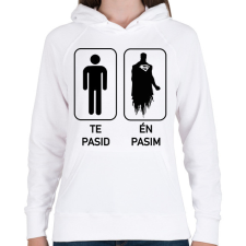 PRINTFASHION Te Pasid Én Pasim - Női kapucnis pulóver - Fehér női pulóver, kardigán