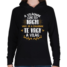 PRINTFASHION Te vagy a világ - Nagyi - Női kapucnis pulóver - Fekete női pulóver, kardigán