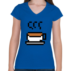 PRINTFASHION Tea logó pixelart - Női V-nyakú póló - Királykék