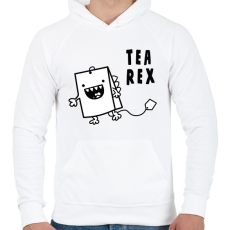 PRINTFASHION Tea Rex - Férfi kapucnis pulóver - Fehér
