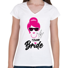 PRINTFASHION Team Bride 3 - Női V-nyakú póló - Fehér
