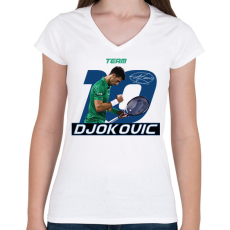 PRINTFASHION Team Djokovic - Női V-nyakú póló - Fehér