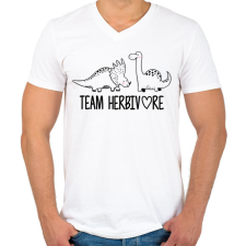 PRINTFASHION Team herbivore - Férfi V-nyakú póló - Fehér férfi póló