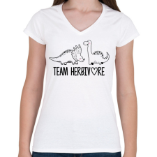 PRINTFASHION Team herbivore - Női V-nyakú póló - Fehér női póló