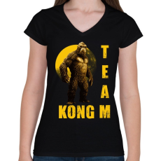 PRINTFASHION TEAM KONG - Női V-nyakú póló - Fekete