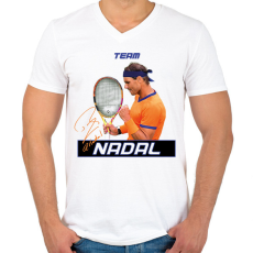 PRINTFASHION Team Nadal - Férfi V-nyakú póló - Fehér