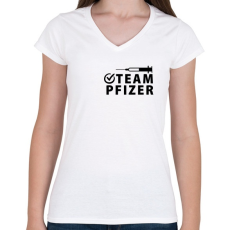 PRINTFASHION Team Pfizer - Női V-nyakú póló - Fehér