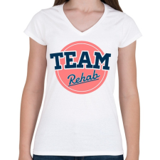 PRINTFASHION TEAM Rehab Red - Női V-nyakú póló - Fehér női póló