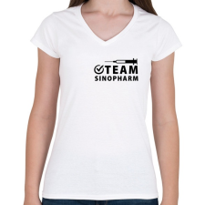 PRINTFASHION Team Sinopharm - Női V-nyakú póló - Fehér női póló