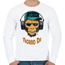 PRINTFASHION Techno DJ - Majom - Férfi pulóver - Fehér férfi pulóver, kardigán
