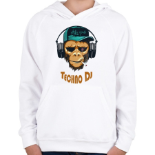 PRINTFASHION Techno DJ - Majom - Gyerek kapucnis pulóver - Fehér gyerek pulóver, kardigán