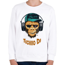 PRINTFASHION Techno DJ - Majom - Gyerek pulóver - Fehér gyerek pulóver, kardigán