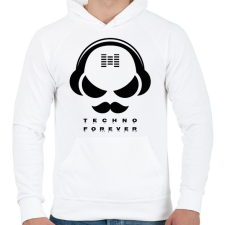 PRINTFASHION Techno forever - DJ - Férfi kapucnis pulóver - Fehér férfi pulóver, kardigán
